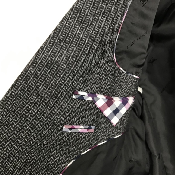 Rodd & Gunn Men's XL Grey Herringbone Sports Coat Blazer Italian Woven Wool - Picture 9 of 16